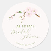 Sticker Rond Douche de printemps rose vif à fleurs élégantes (Devant)