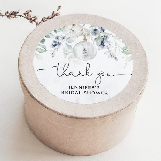 Sticker Rond Douche d'hiver pour mariée eucalyptus
