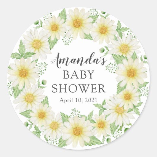 Sticker Rond Douche en Merci de Baby shower Floral Fraîche Fraî (Devant)
