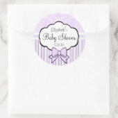Sticker Rond Douche Lavande Damas et rayures (Sac)