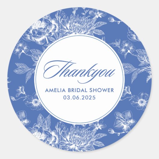 Sticker Rond Douche nuptiale bleu (Devant)