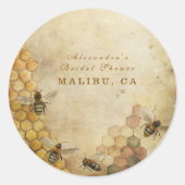 Sticker Rond Douche nuptiale d'abeille dorée (Devant)