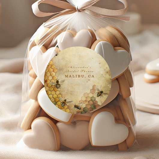 Sticker Rond Douche nuptiale d'abeille dorée