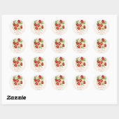 Sticker Rond Douche nuptiale de fraise de fruits doux Berry fav (Feuille)