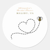 Sticker Rond Douche nuptiale du coeur d'abeille mignonne (Devant)