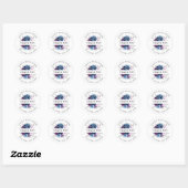 Sticker Rond Douche nuptiale Dusty Blue Purple Navy Merci (Feuille)