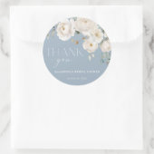 Sticker Rond Douche nuptiale élégante à fleurs blanches bleu Du (Sac)