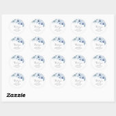 Sticker Rond douche nuptiale florale bleu poussiéreux (Feuille)