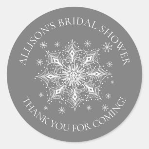 Sticker Rond Douche nuptiale hivernale de flocon de neige
