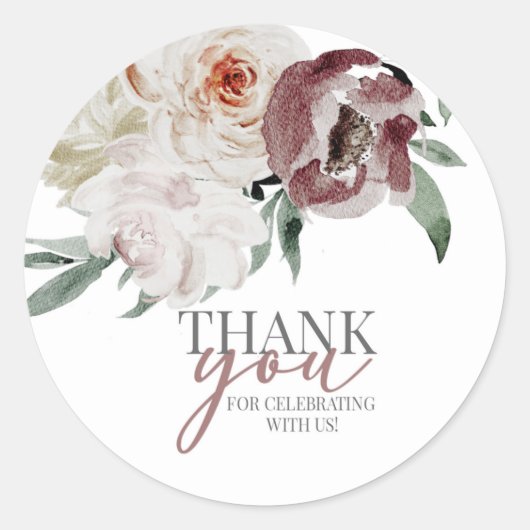 Sticker Rond douche nuptiale, mariée florale, mariée à (Devant)