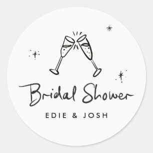 Sticker Rond Douche nuptiale moderne naturel élégant manuscrit