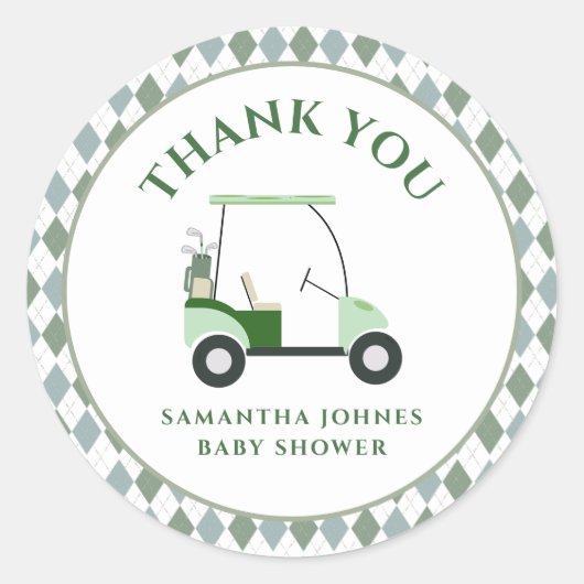 Sticker Rond Douche pour bébé de golf moderne (Devant)