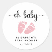 Sticker Rond Douche pour bébé mignonne rose pieds (Devant)