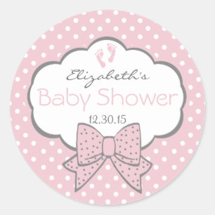 Sticker Rond Douche pour bébé rose et gris