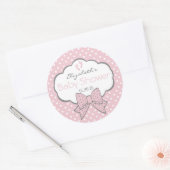 Sticker Rond Douche pour bébé rose et gris (Enveloppe)