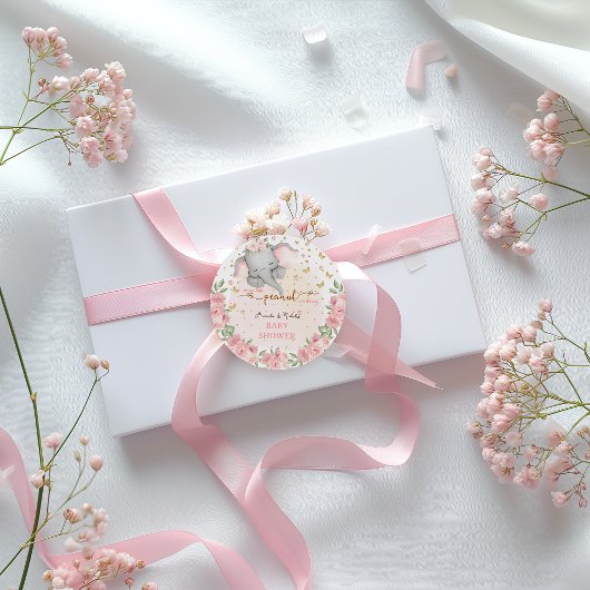 Sticker Rond Douche pour bébé rose floral