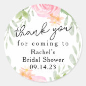 Sticker Rond Douche pour mariée en Merci floral (Devant)