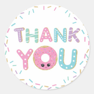 Sticker Rond Doughnut mignonne Merci Favor Cadeau