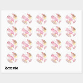 Sticker Rond Doughnut rose deux doux 2e anniversaire (Feuille)