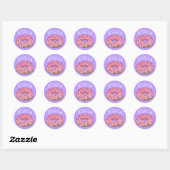 Sticker Rond Doughnut rose violet arrosage personnalisé (Feuille)