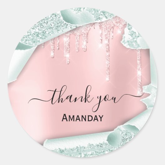 Sticker Rond Douille nuptiale Parties scintillant rose16e menti (Devant)