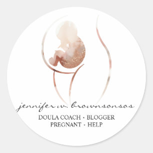 Sticker Rond Doula Naissance Aquarelle Grossesse Aide Bébé Nouv