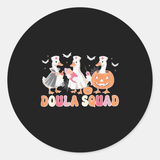 Sticker Rond Doula Squad Goose Éffrayant Halloween Lactation Co (Devant)