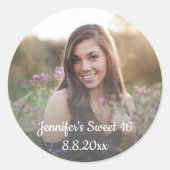 Sticker Rond doux 16 anniversaire minime photo fanée (Devant)