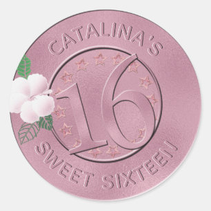 Sticker Rond Doux 16 Faux roses d'anniversaire Floral de farine