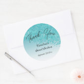 Sticker Rond Doux 16 Merci Tombant Parties scintillant bleue Tu (Enveloppe)