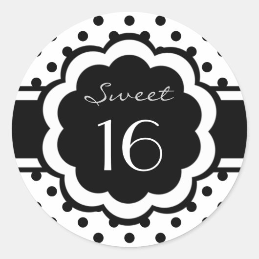 Sticker Rond Doux 16 points Polka Noir (Devant)
