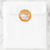 Sticker Rond Doux 16e Remerciement Date Mariage Orange Or   (Sac)