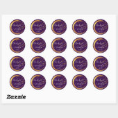 Sticker Rond Doux 16e Remerciement Date Mariée Violet Or Nectar (Feuille)