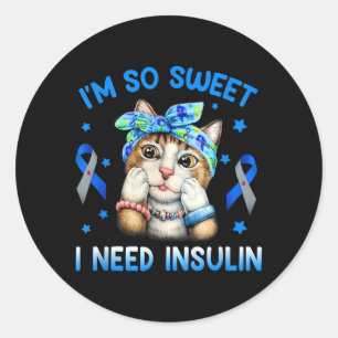 Sticker Rond Doux Besoin d'Insuline Diabète Sensibilisation Ban