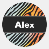 Sticker Rond Doux coloré Pastel Zebra Stripes (Devant)