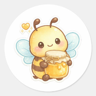 Sticker Rond Doux comme du miel | Jolie abeille de dessin animé