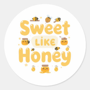 Sticker Rond "Doux comme du miel" Kawaii Jeu de mots