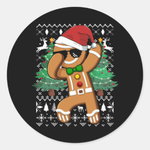 Sticker Rond Doux de Noël moche Dabbing Gingerbread Homme San
