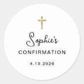 Sticker Rond Doux et simple | Confirmation Gold Cross (Devant)