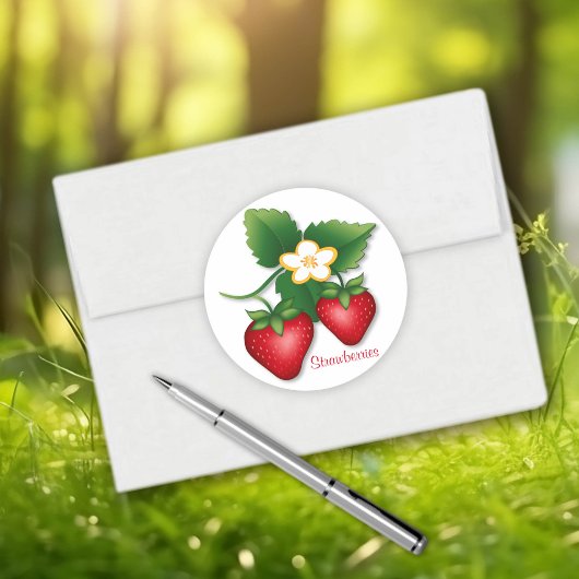 Sticker Rond Doux Fruit de Fraise d'Été