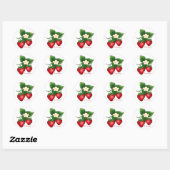 Sticker Rond Doux Fruit de Fraise d'Été (Feuille)