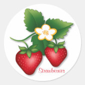 Sticker Rond Doux Fruit de Fraise d'Été (Devant)