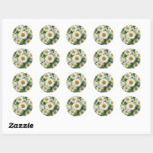Sticker Rond Doux marguerite motif blanc fleurie verte (Feuille)