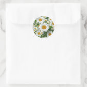 Sticker Rond Doux marguerite motif blanc fleurie verte (Sac)