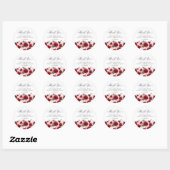 Sticker Rond Doux Merci floral rose rouge 16 parties (Feuille)
