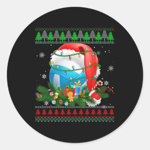 Sticker Rond Doux moche Noël Pyjama Volleyball Jalon de Noël