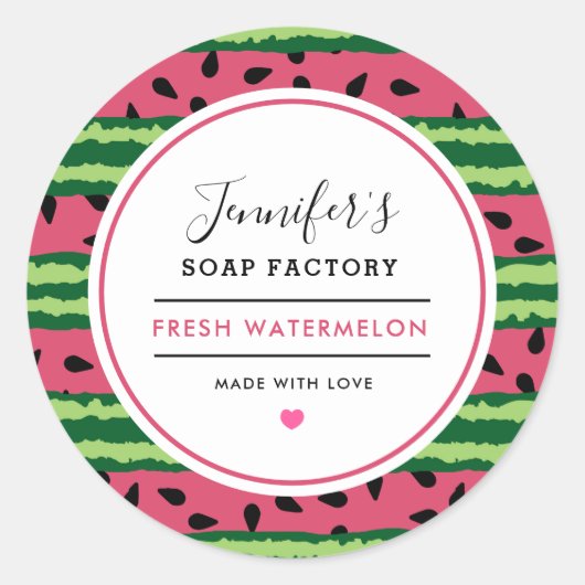 Sticker Rond Doux Motif de pastèque Parfum de savon (Devant)