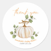 Sticker Rond Doux petit Citrouille sur le chemin Baby shower (Devant)