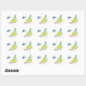 Sticker Rond Doux poulets aquarelle art (Feuille)
