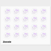 Sticker Rond Doux pourpre Bow favorise le Merci (Feuille)